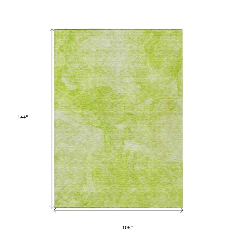 9' X 12' Artichoke Green And Lime Green Nautical Washable Indoor Outdoor Area Rug