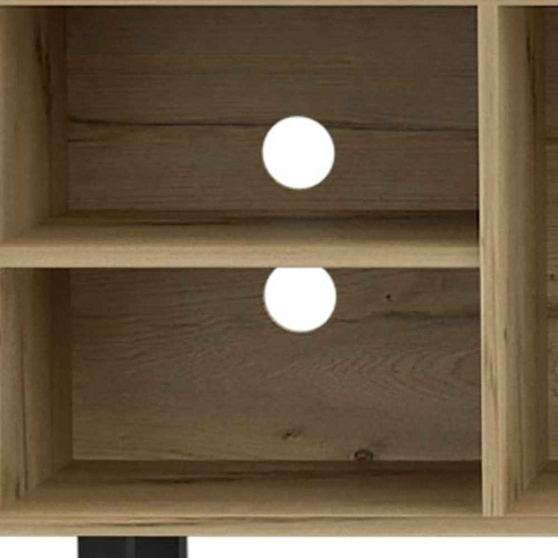 71" Natural Wood Enclosed and Open Storage TV Stand