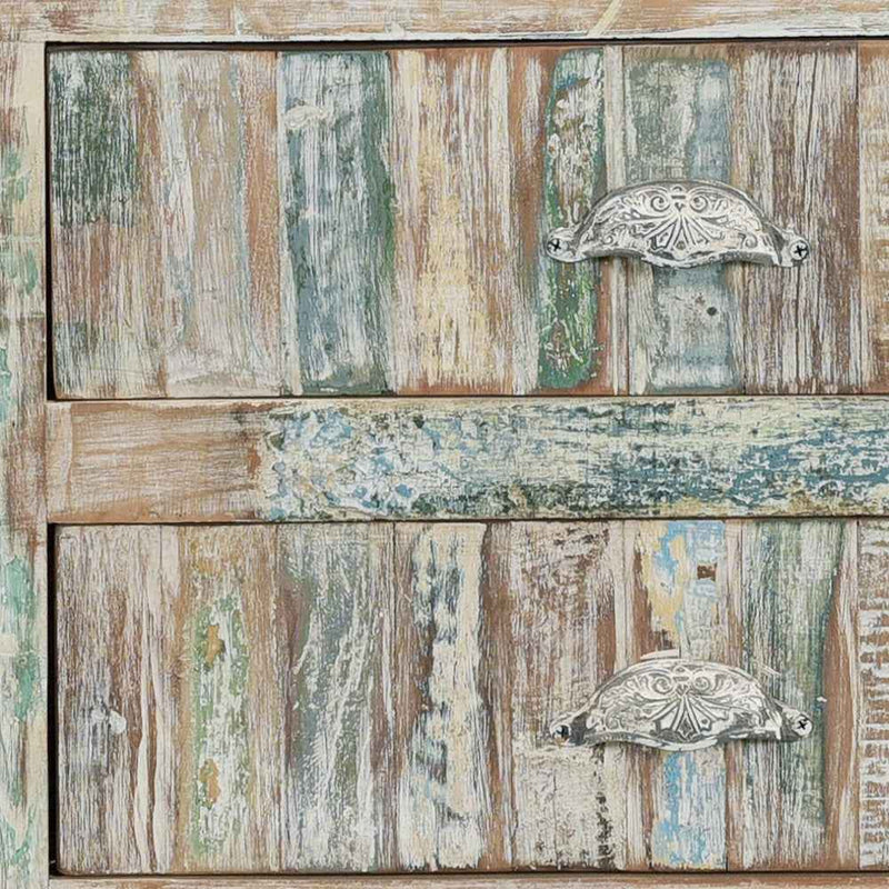 50" White Distressed Reclaimed Wood Open And Enclosed Storage Entertainment Center