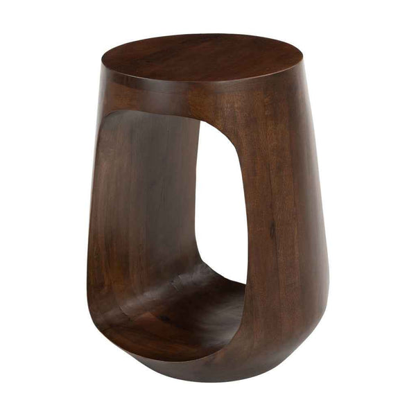 18" Walnut Solid Wood Round Pedestal End Table