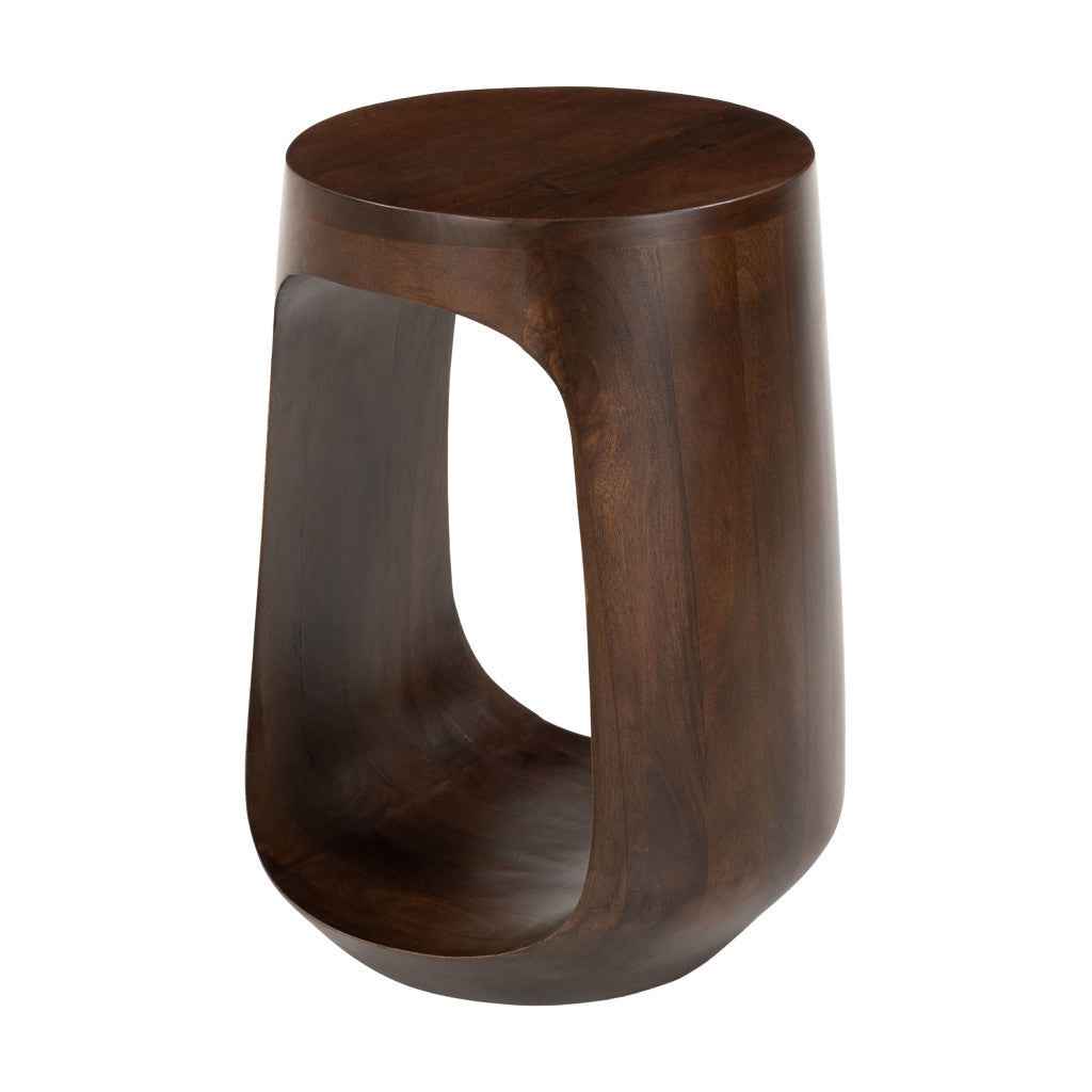 18" Walnut Solid Wood Round Pedestal End Table
