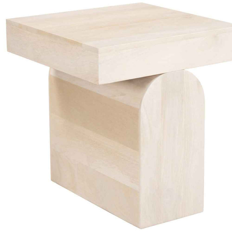 22" Natural Solid Wood Square Pedestal End Table