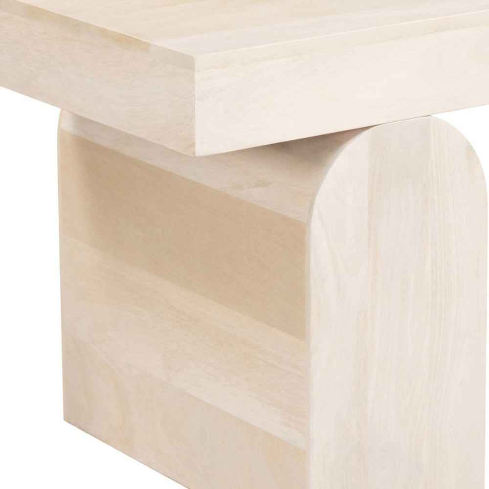 22" Natural Solid Wood Square Pedestal End Table