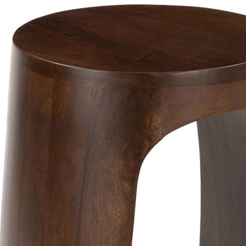 18" Walnut Solid Wood Round Pedestal End Table