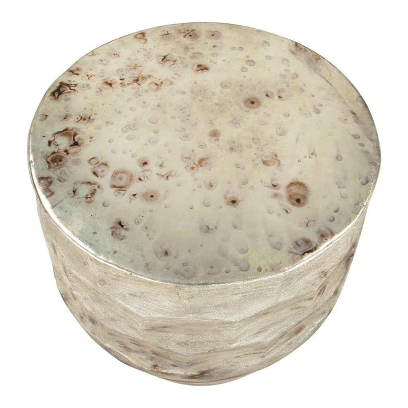 22" Beige Iron Round Block End Table