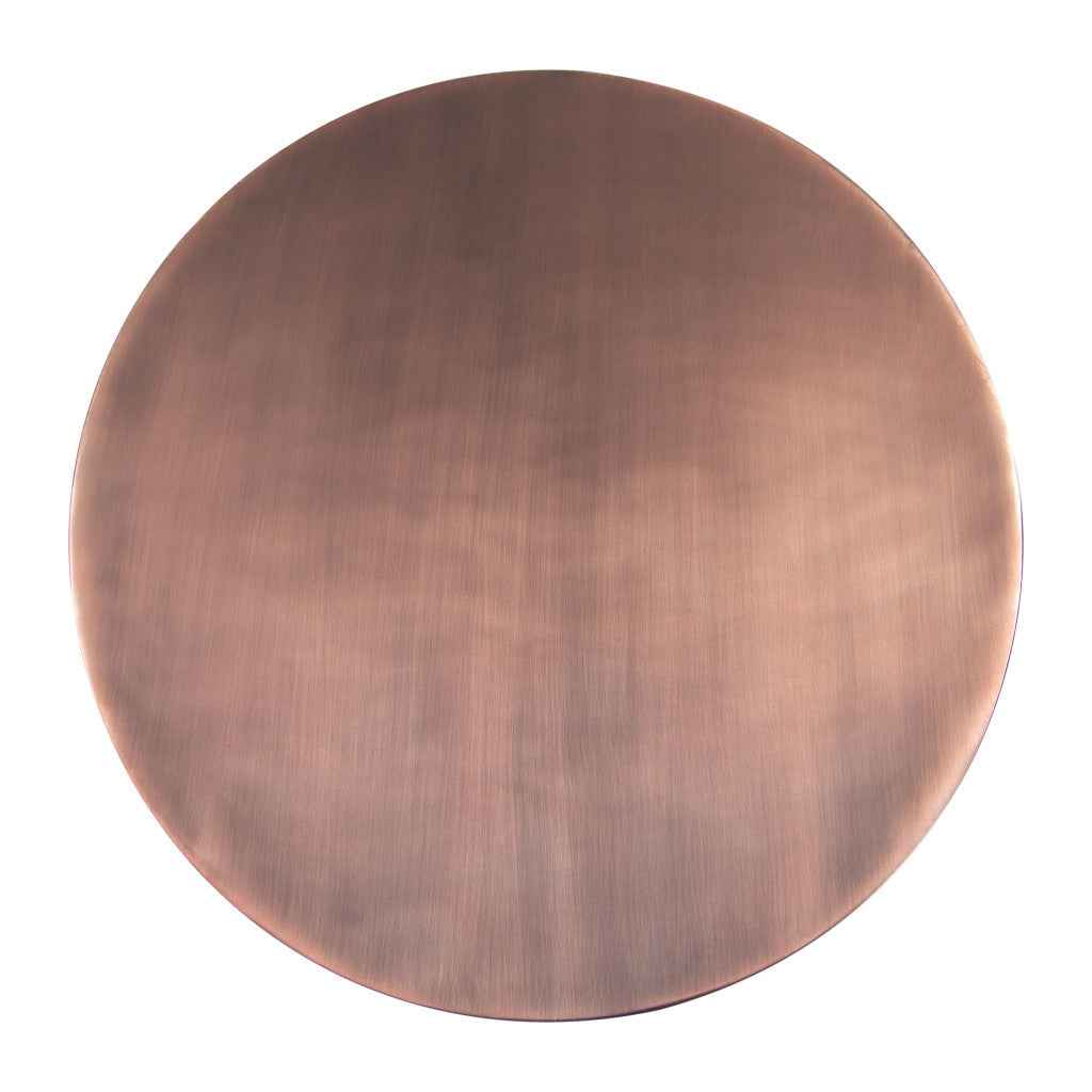 20" Bronze and Brown Iron and Solid Wood Round Pedestal End Table