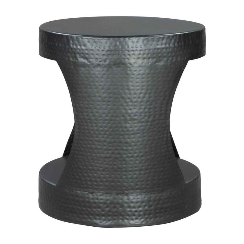 20" Black Iron Round Floor Shelf End Table