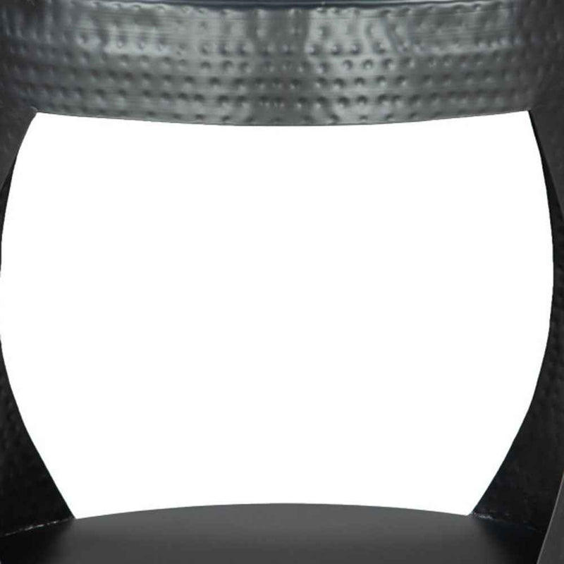 20" Black Iron Round Floor Shelf End Table