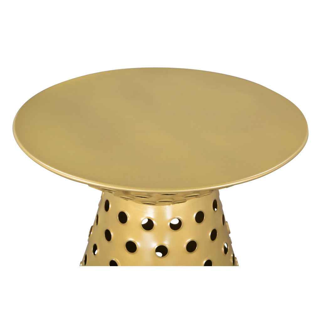 20" Gold Iron Round Pedestal End Table