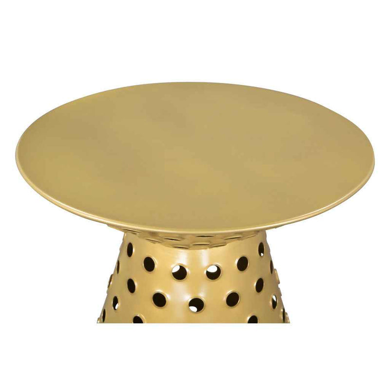 20" Gold Iron Round Pedestal End Table
