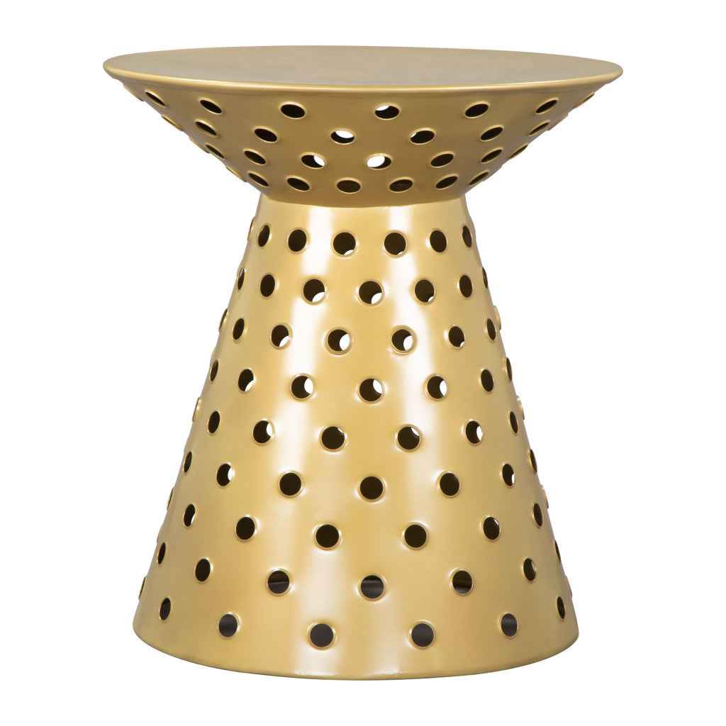 20" Gold Iron Round Pedestal End Table