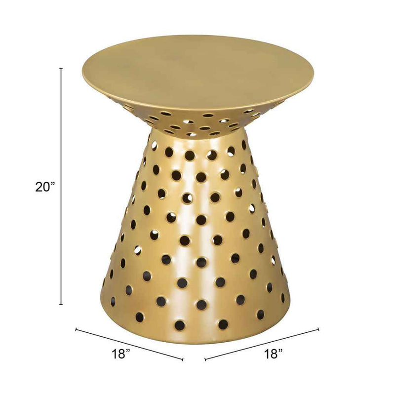 20" Gold Iron Round Pedestal End Table