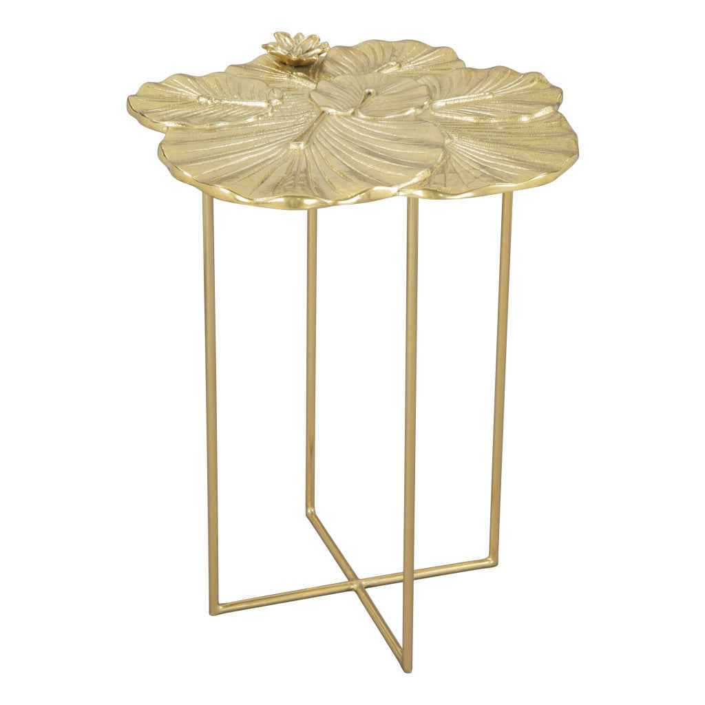 21" Gold Aluminum And Iron Cross Legs End Table