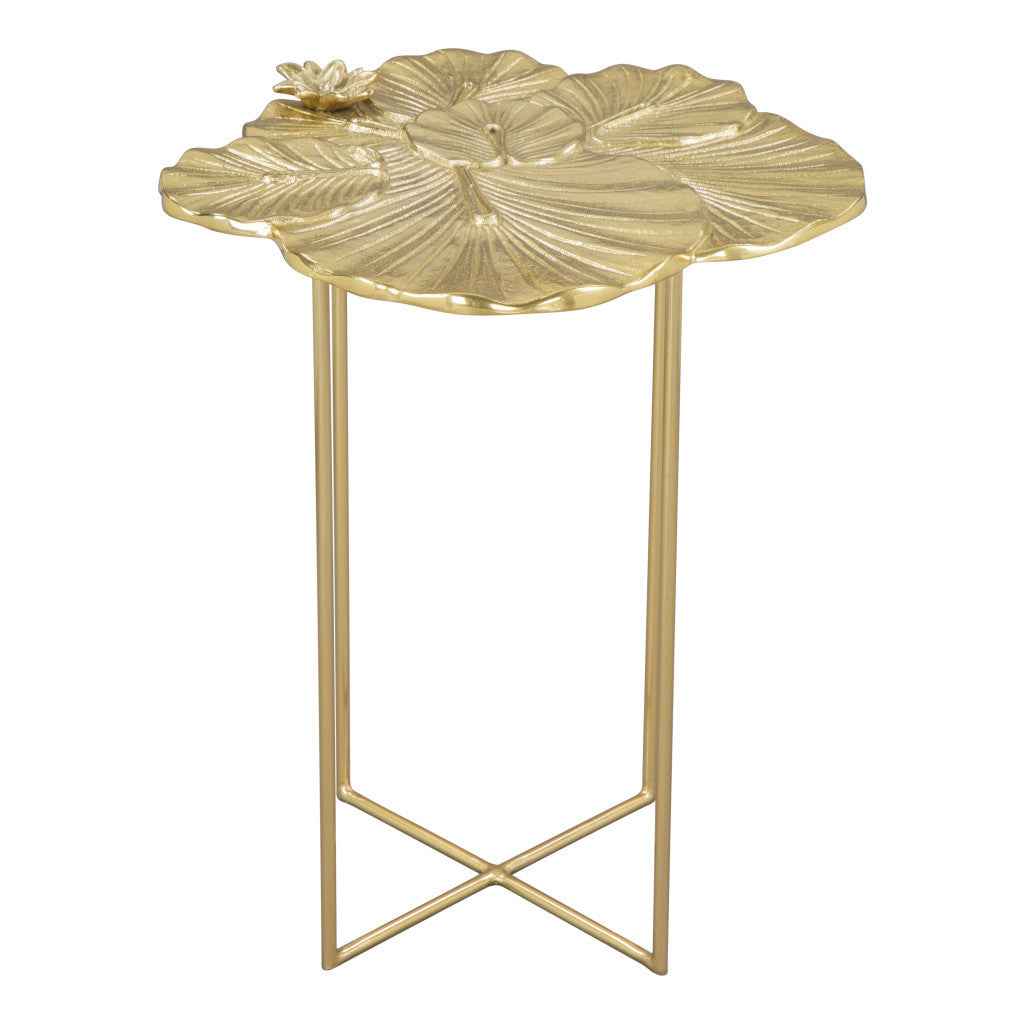 21" Gold Aluminum And Iron Cross Legs End Table
