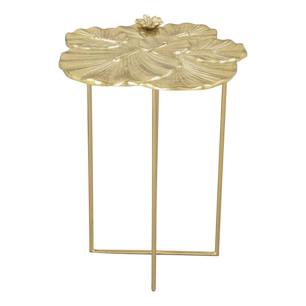 21" Gold Aluminum And Iron Cross Legs End Table