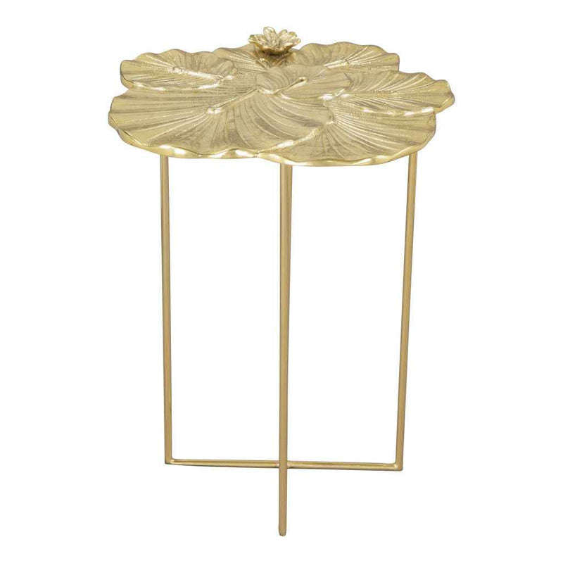 21" Gold Aluminum And Iron Cross Legs End Table