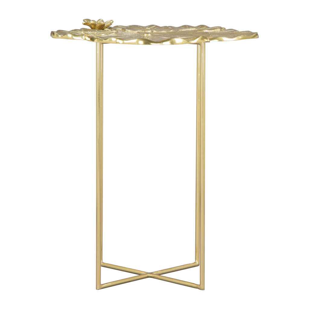 21" Gold Aluminum And Iron Cross Legs End Table