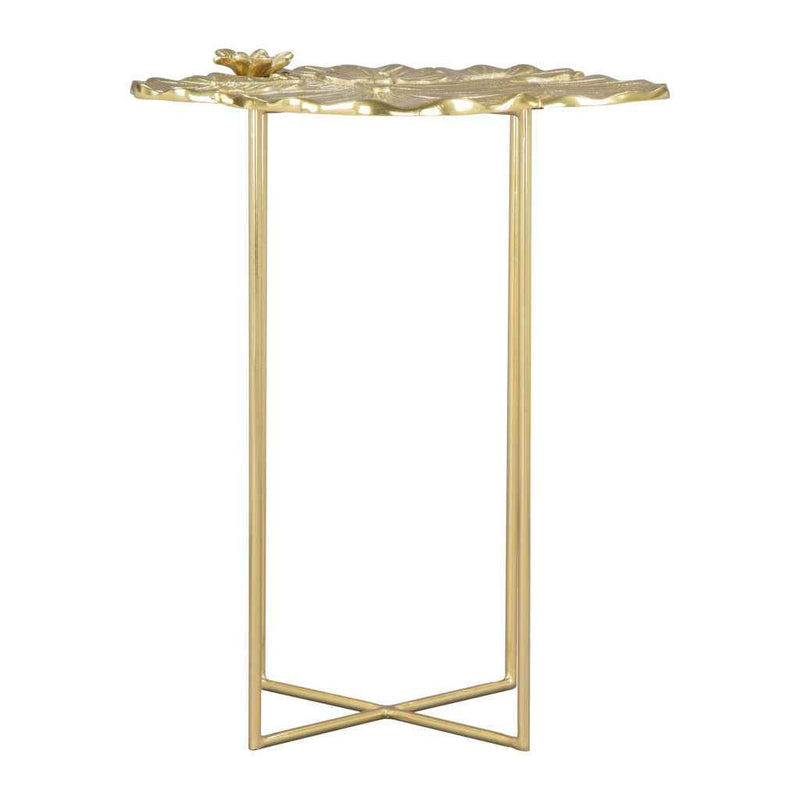 21" Gold Aluminum And Iron Cross Legs End Table