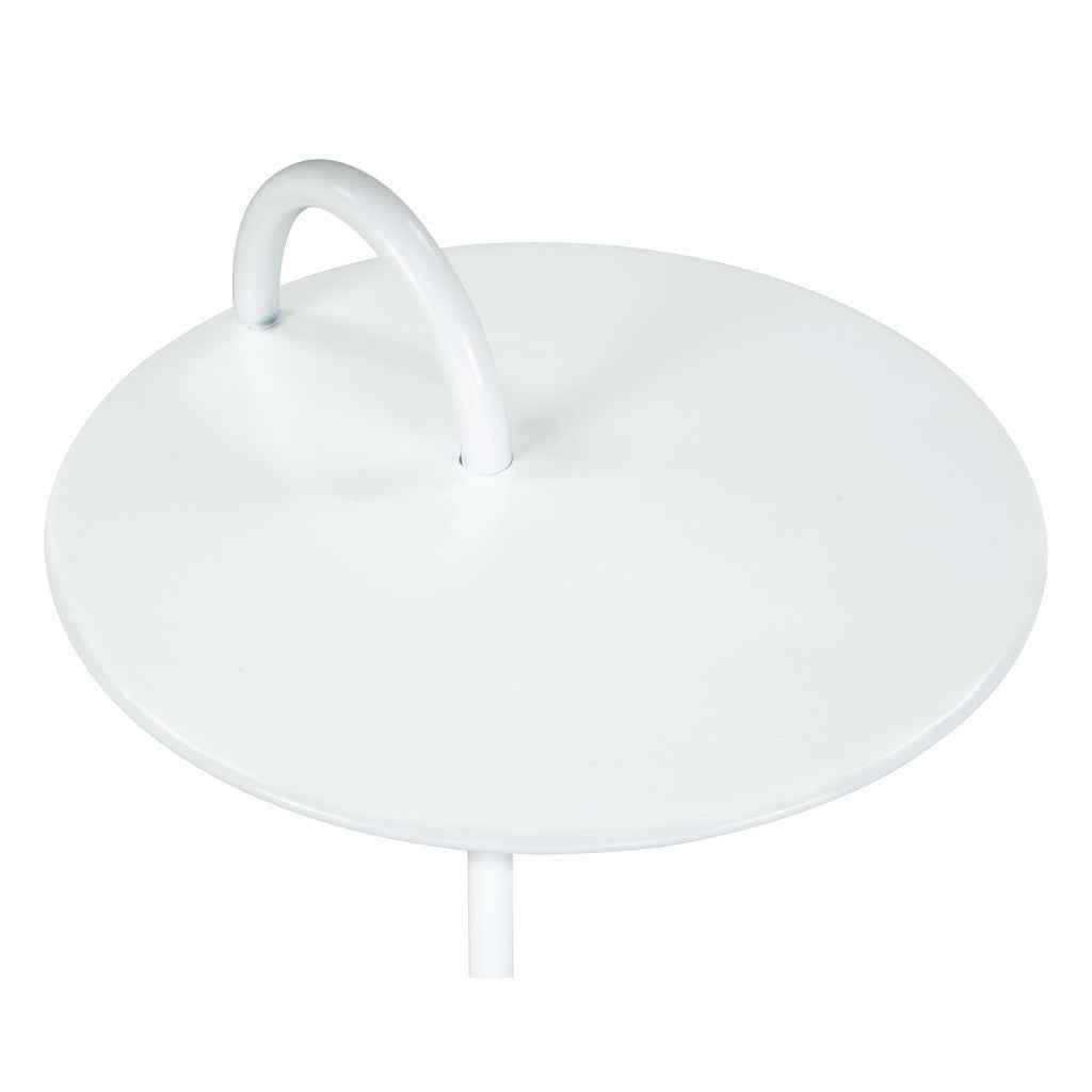 25" White Iron And Marble Round Pedestal End Table