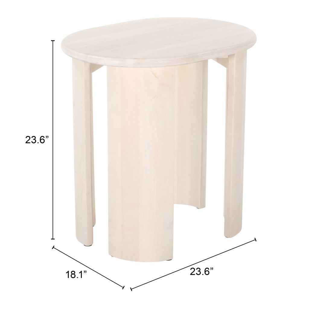 24" Natural Solid Wood Oval End Table