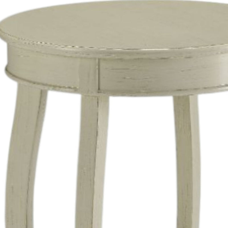 24" White Solid Wood Round End Table With Shelf - Living Room