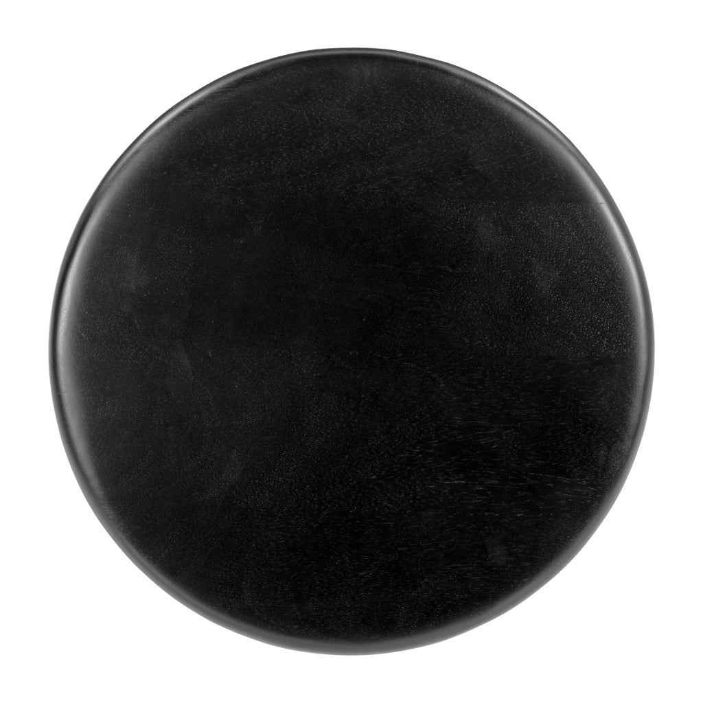 20" Black Solid Wood Round Pedestal End Table