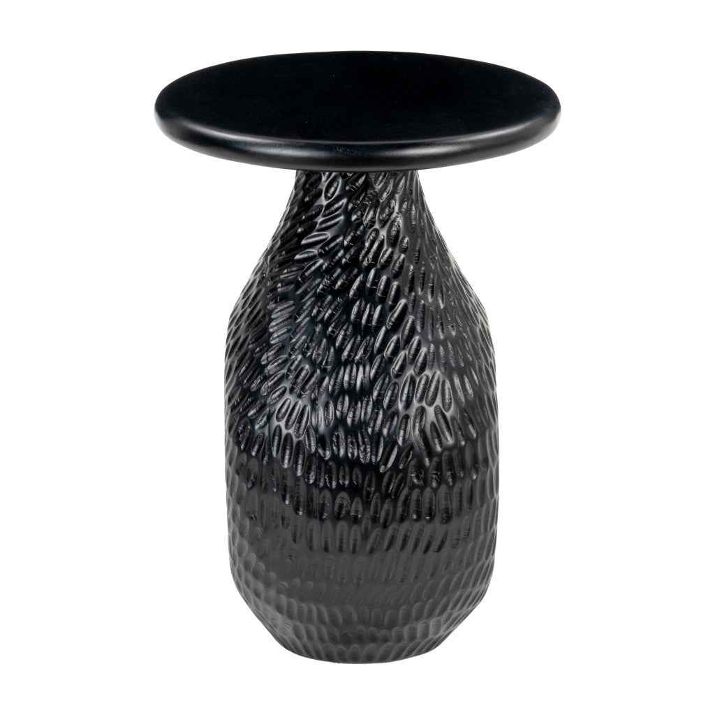 20" Black Solid Wood Round Pedestal End Table