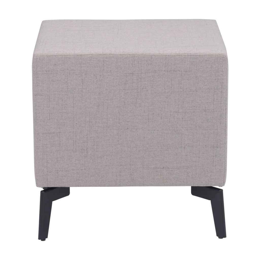 20" Gray and Black Fabric Wood and Steel End Table With Two Drawers