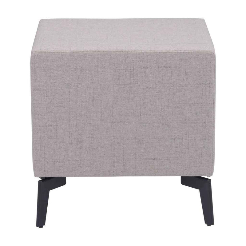 20" Gray and Black Fabric Wood and Steel End Table With Two Drawers
