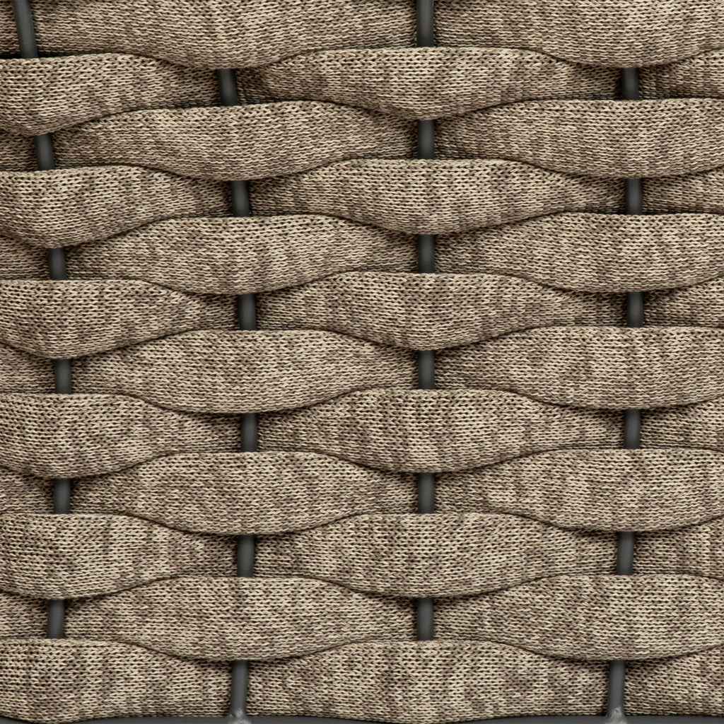 32" Gray And Taupe Woven Aluminum Outdoor Arm Chair with Taupe Cushion