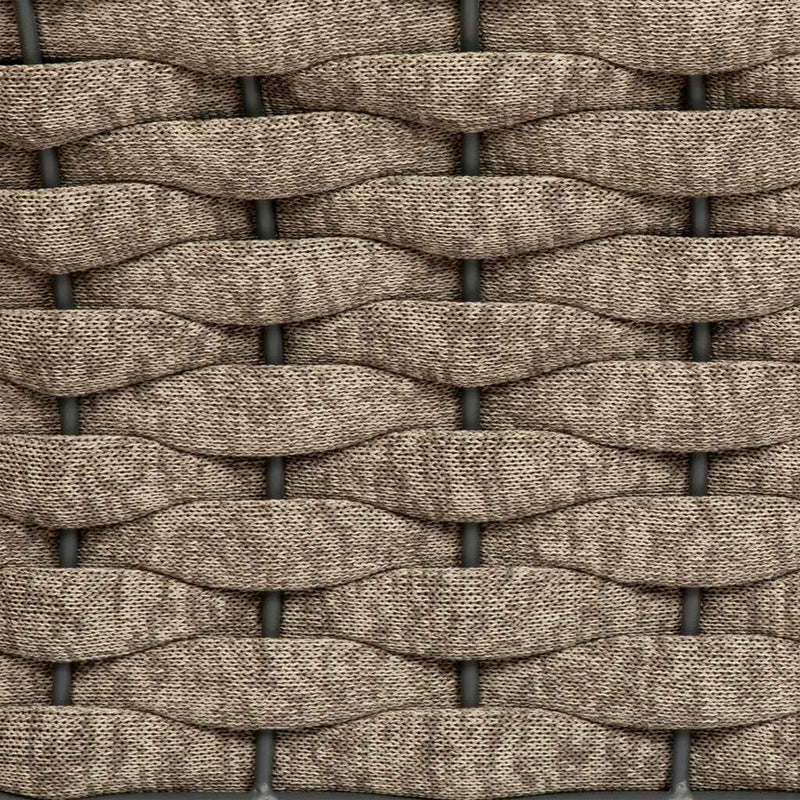 32" Gray And Taupe Woven Aluminum Outdoor Arm Chair with Taupe Cushion