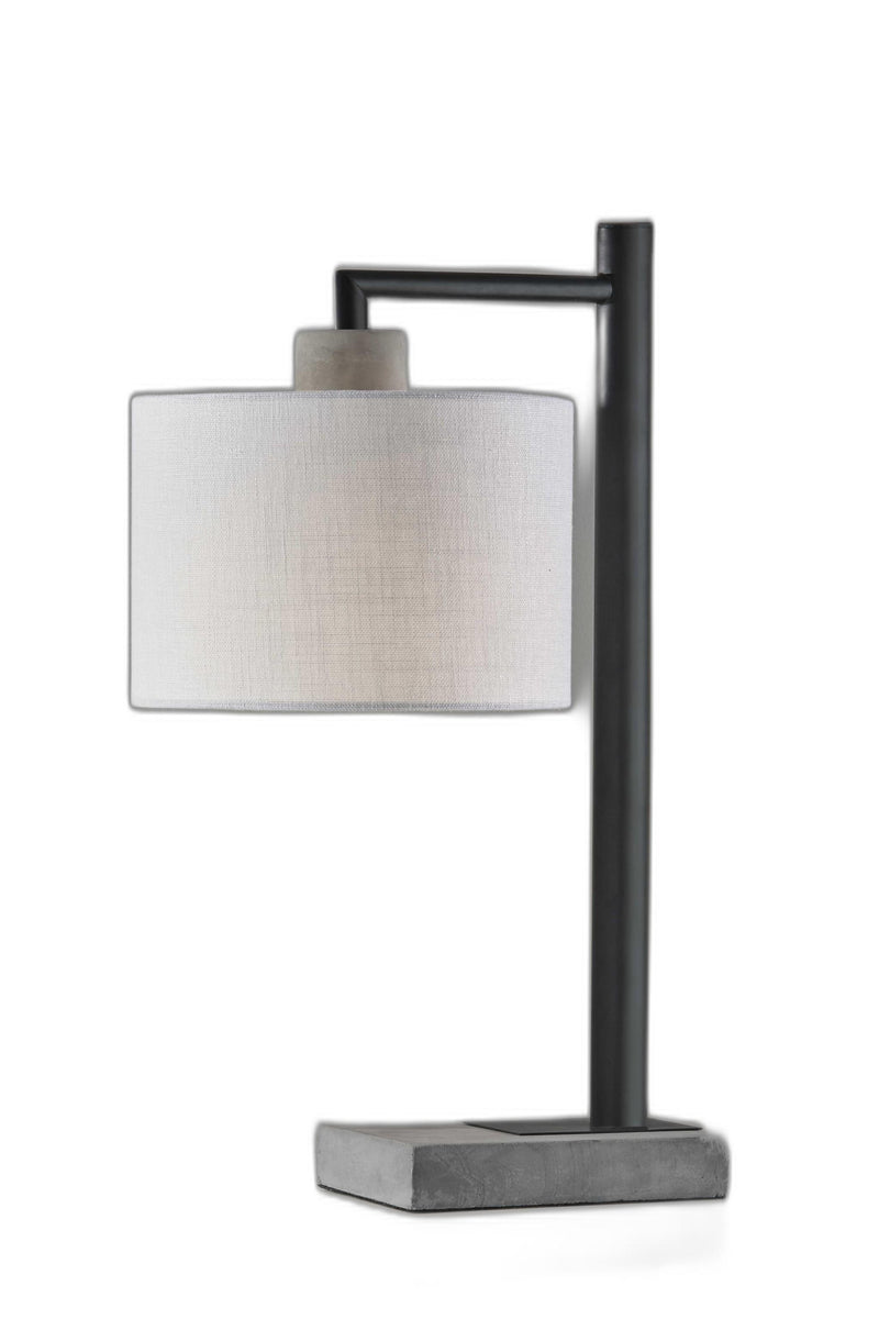 23" Gray Metal Novelty Table Lamp With White Empire Shade - Lighting