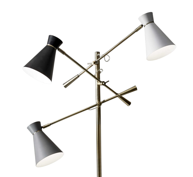 71" Brass Metal Novelty Floor Lamp With Black And White Iron Cone Shade - Lighting