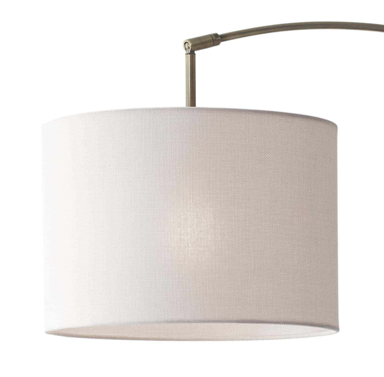 74" Brass Metal Arc Floor Lamp With Off White Linen Drum Shade - Lighting