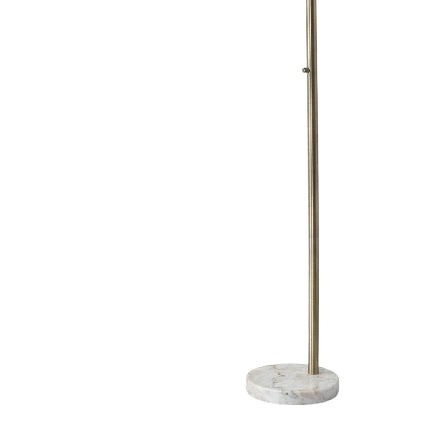 74" Brass Metal Arc Floor Lamp With Off White Linen Drum Shade - Lighting