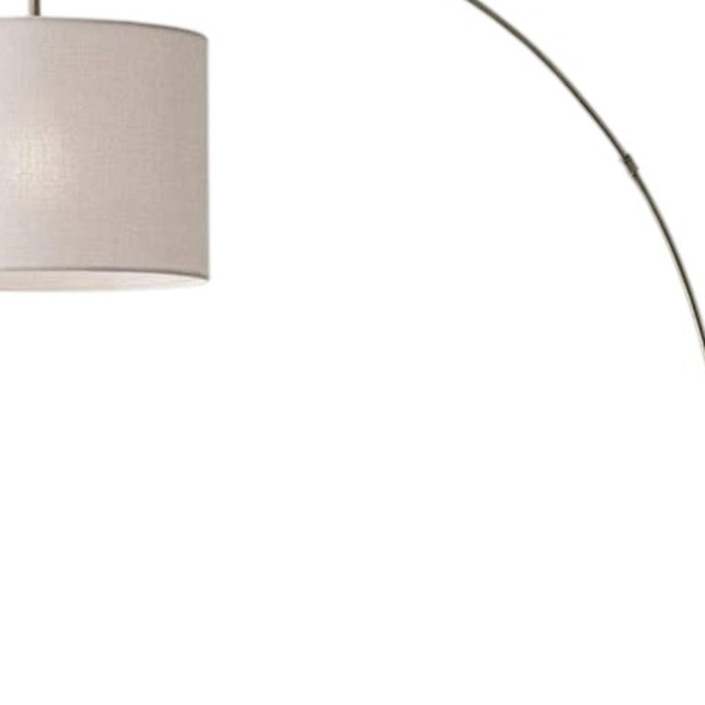 74" Brass Metal Arc Floor Lamp With Off White Linen Drum Shade - Lighting