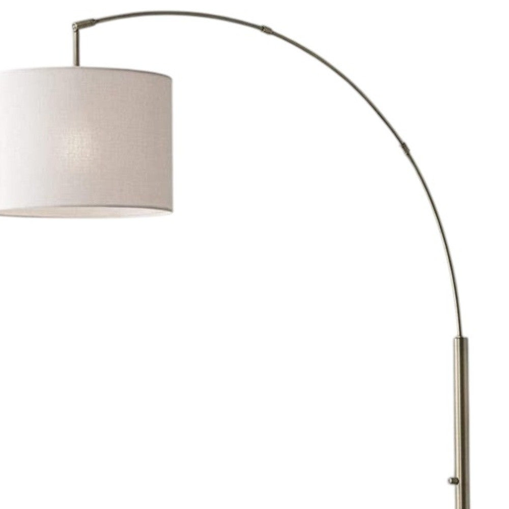 74" Brass Metal Arc Floor Lamp With Off White Linen Drum Shade - Lighting