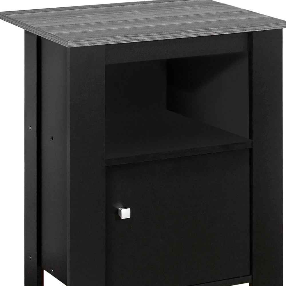 24" Black Wood Nightstand