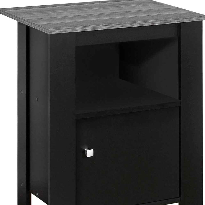 24" Black Wood Nightstand