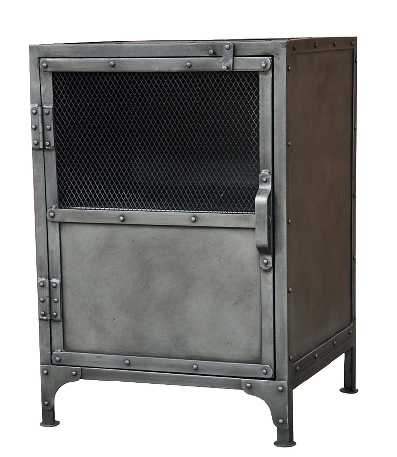 20" Silver Metal Accent Cabinet With Two Shelves