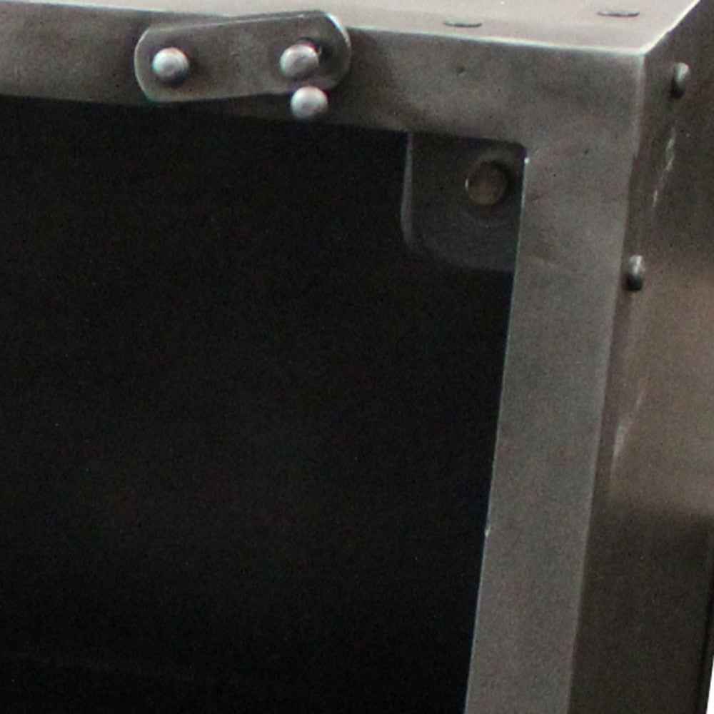 20" Silver Metal Accent Cabinet With Two Shelves