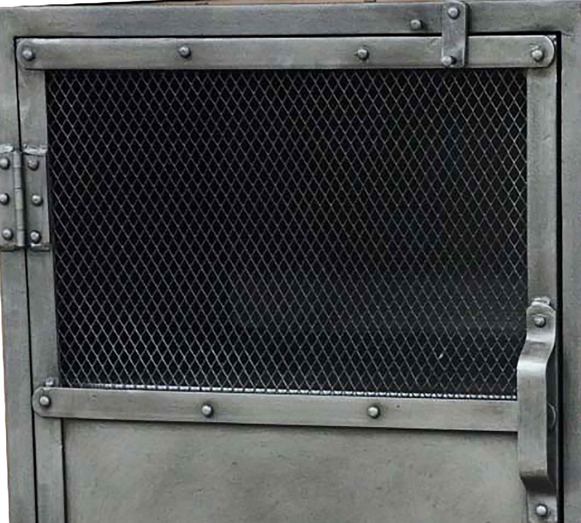 20" Silver Metal Accent Cabinet With Two Shelves