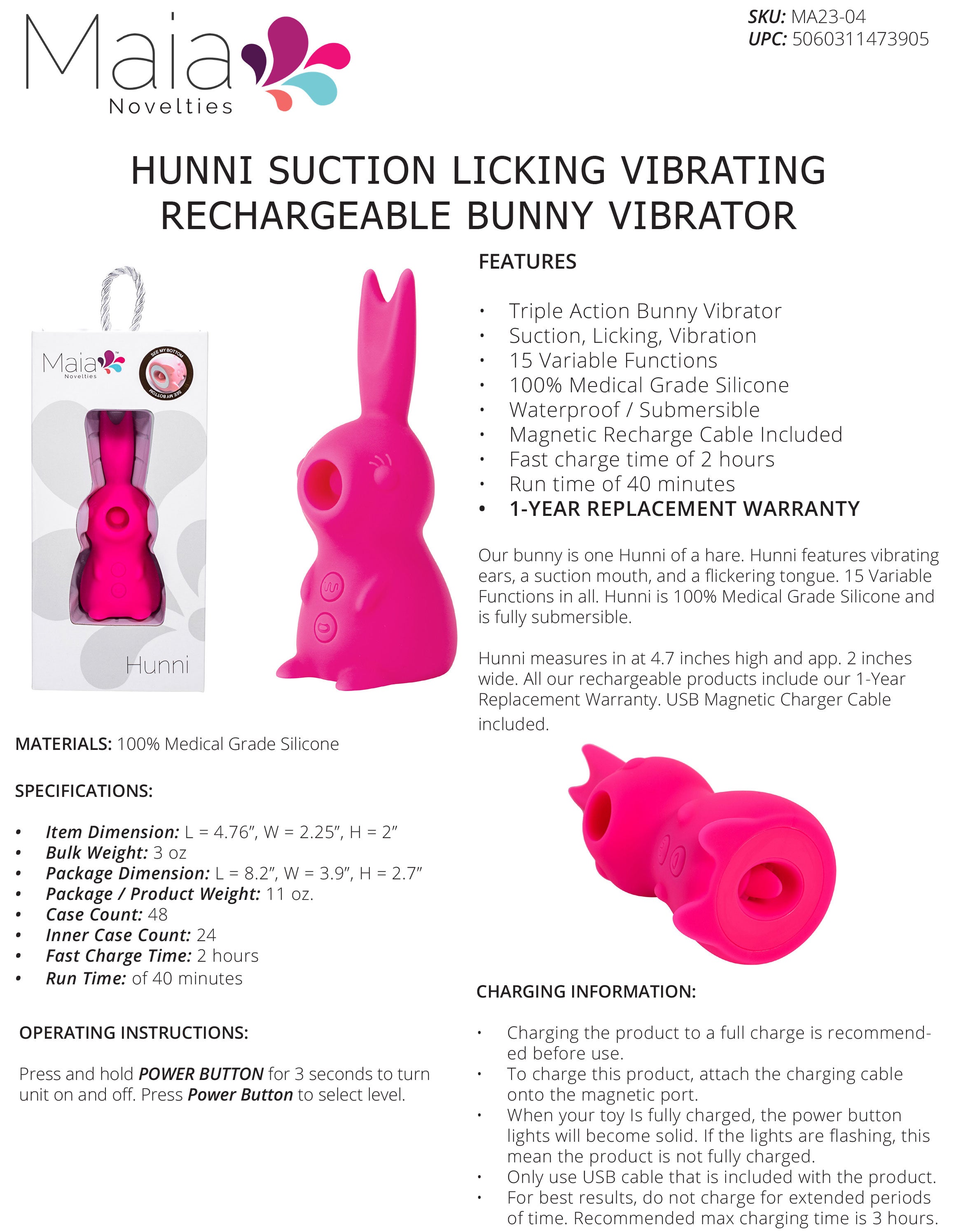 Hunni Bunny Shaped Suction Vibrator - GreatEagleInc