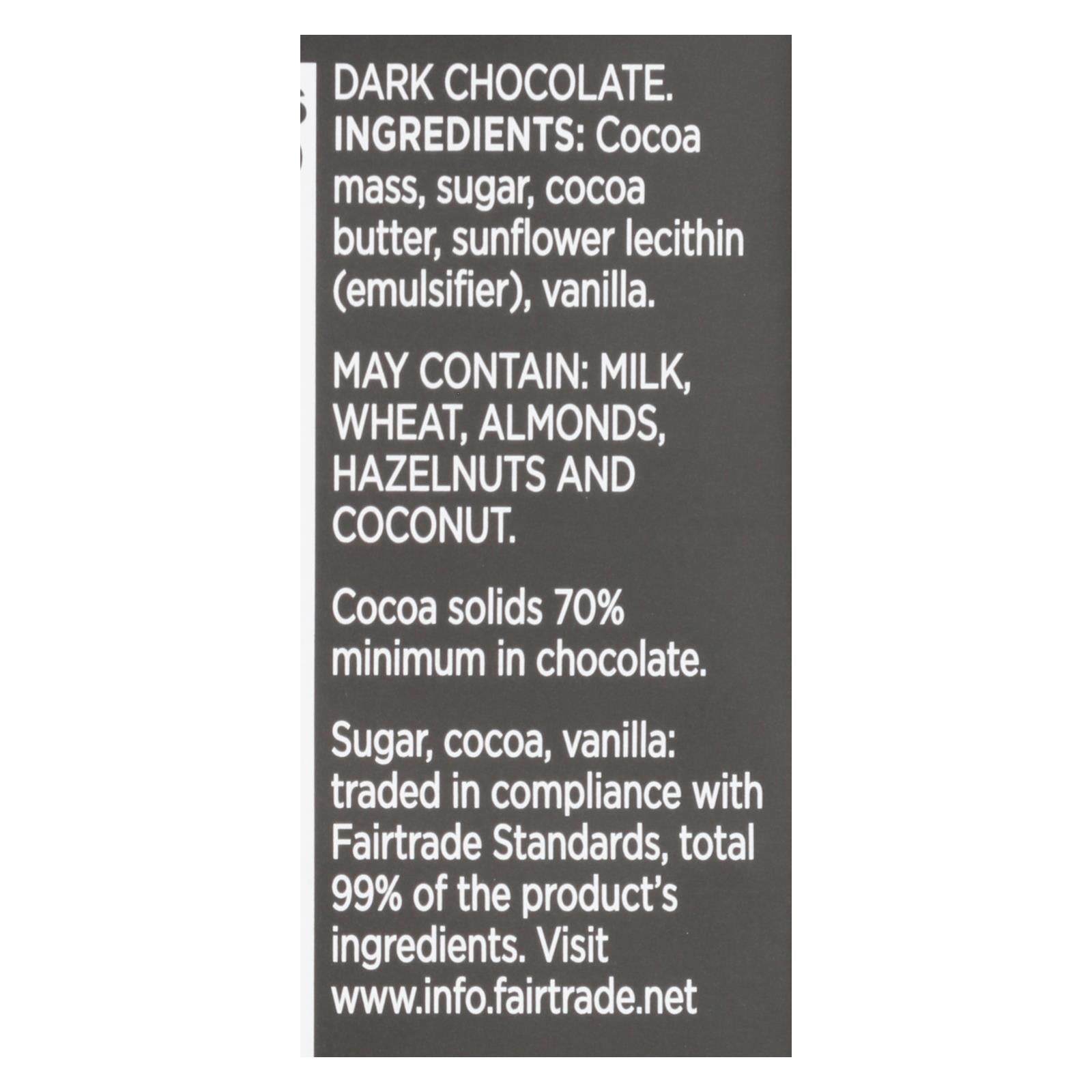 Divine - Bar Chocolate Dark 70% Cocoa - Case Of 12 - 3 Oz - GreatEagleInc