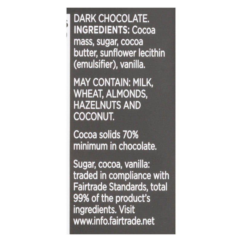 Divine - Bar Chocolate Dark 70% Cocoa - Case Of 12 - 3 Oz - GreatEagleInc