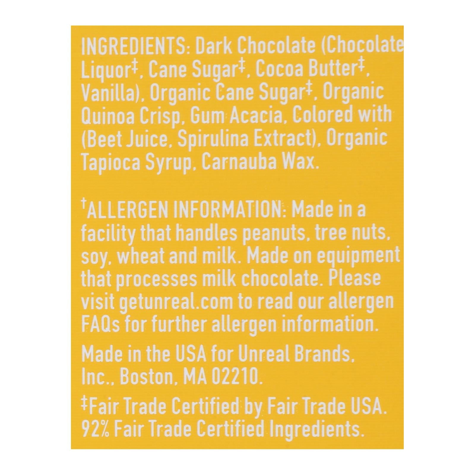 Unreal - Crispy Quinoa Chocolate Gems - Dark Chocolate - Case Of 6 - 5 Oz. - GreatEagleInc