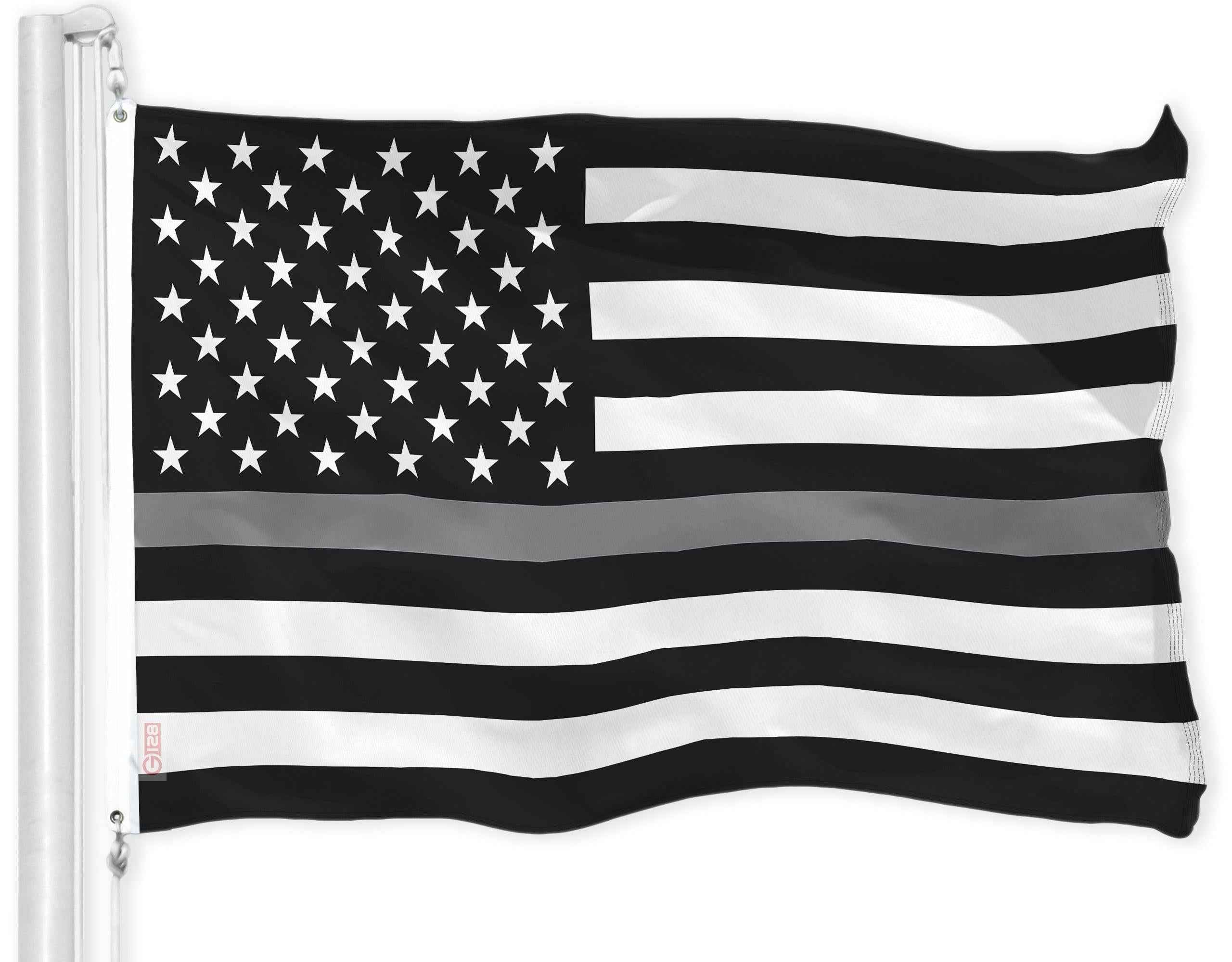 G128 Combo Pack: USA American Flag & Thin Gray Line Flag 3x5 FT Printed 150D Indoor/Outdoor, Vibrant Colors, Brass Grommets, Quality Polyester
