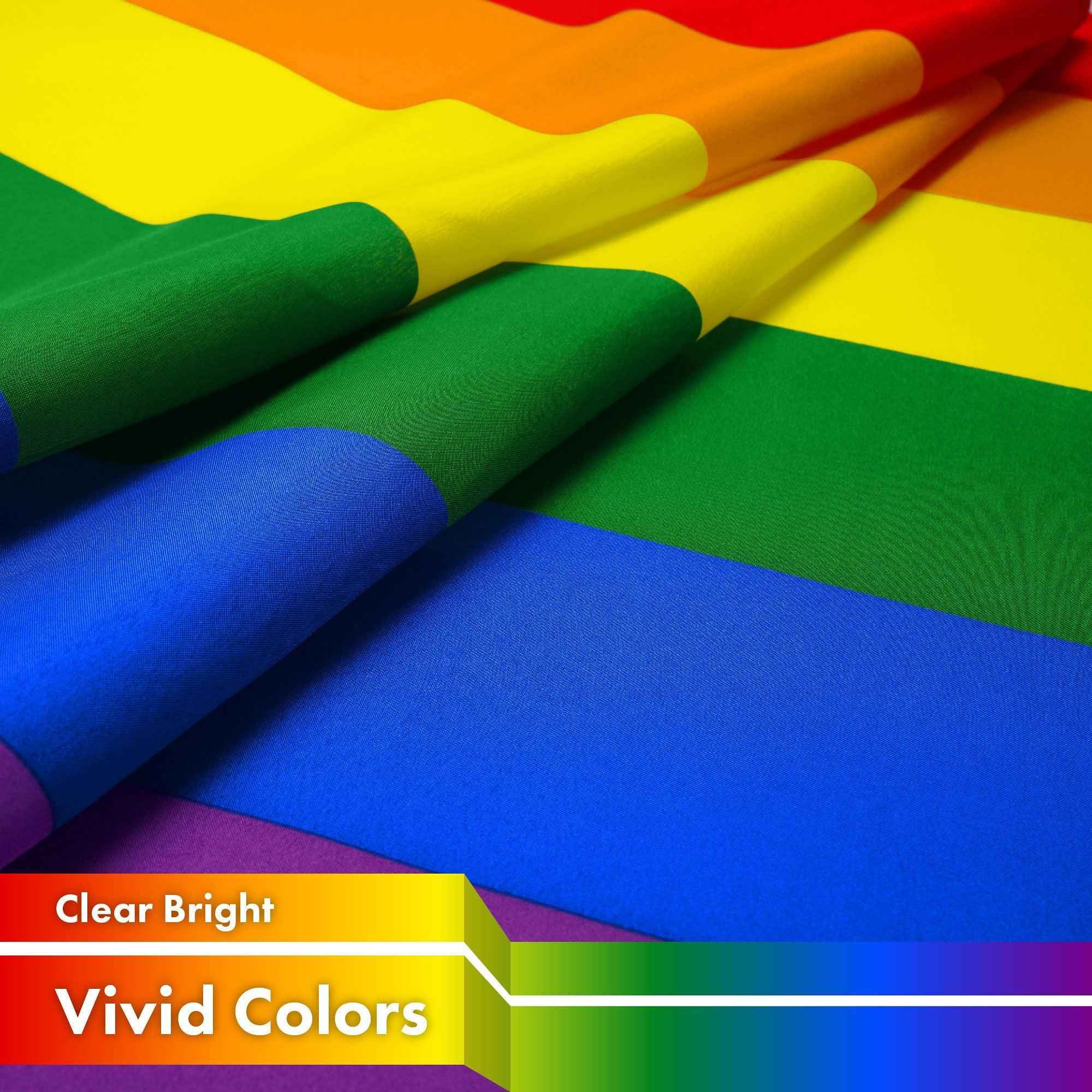 G128 Combo Pack: American USA Flag 3x5 Ft & LGBT Rainbow Pride Flag 3x5 Ft | Both LiteWeave Pro Series Printed 150D Polyester, Brass Grommets