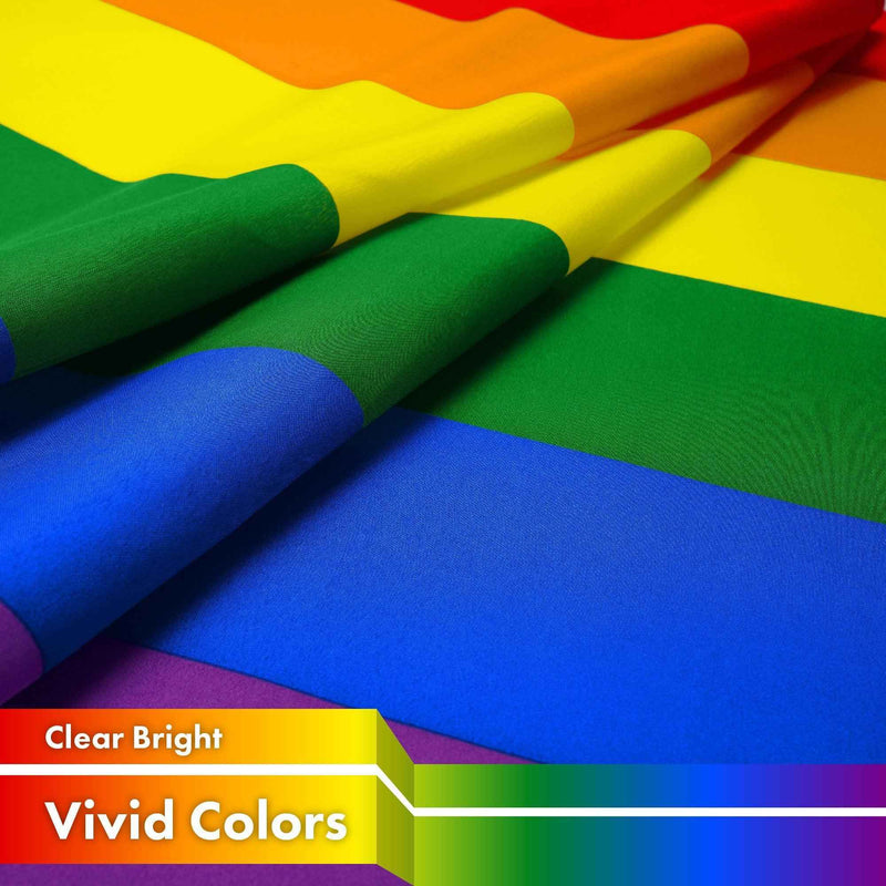 G128 Combo Pack: American USA Flag 3x5 Ft & LGBT Rainbow Pride Flag 3x5 Ft | Both LiteWeave Pro Series Printed 150D Polyester, Brass Grommets