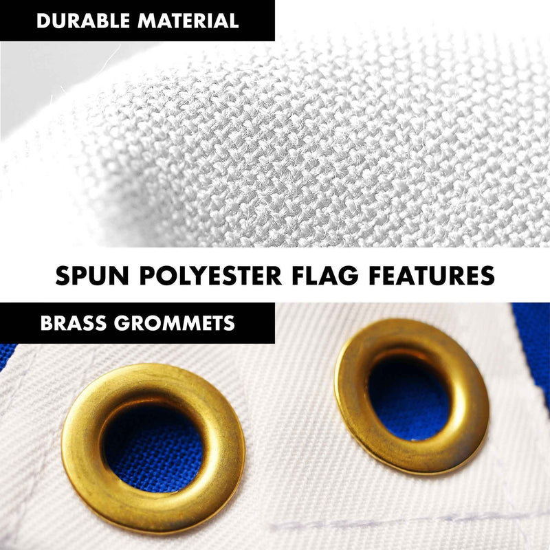 G128 Combo Pack: 5 Ft Tangle Free Spinning Flagpole (White) & Christian Flag 2.5x4 Ft Embroidered 220GSM Spun Polyester, Brass Grommets (Flag Included) Aluminum Flag Pole